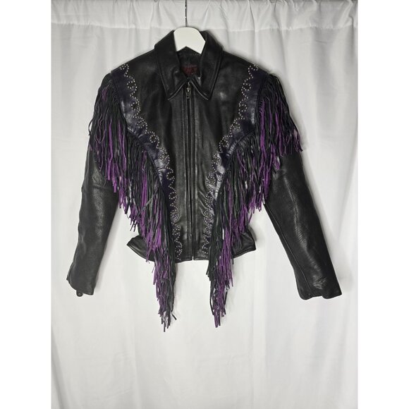 Western World By Shaf Leather Jacket SMALL Fringe Southwestern *BROKEN ZIPPER* - Picture 15 of 16